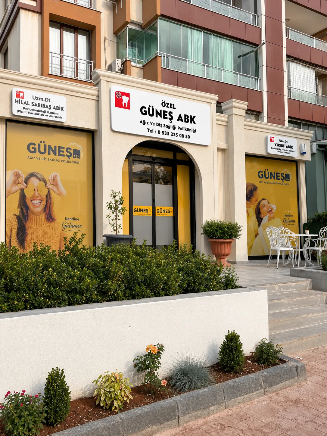 Güneş ABK dış cephesinin gün batımı görünümü